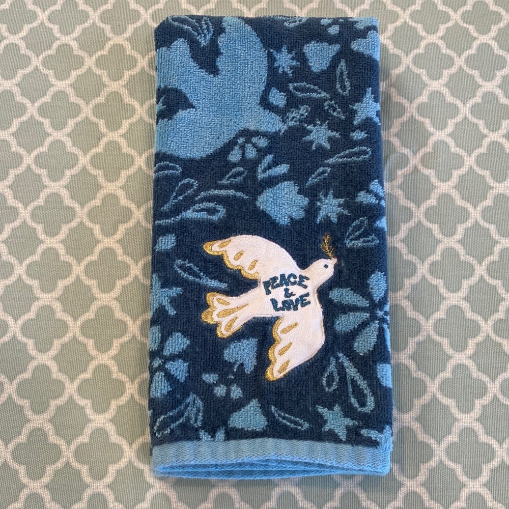 Celebrate Together Peace & Love Dove Embroidered Bath Hand Towel